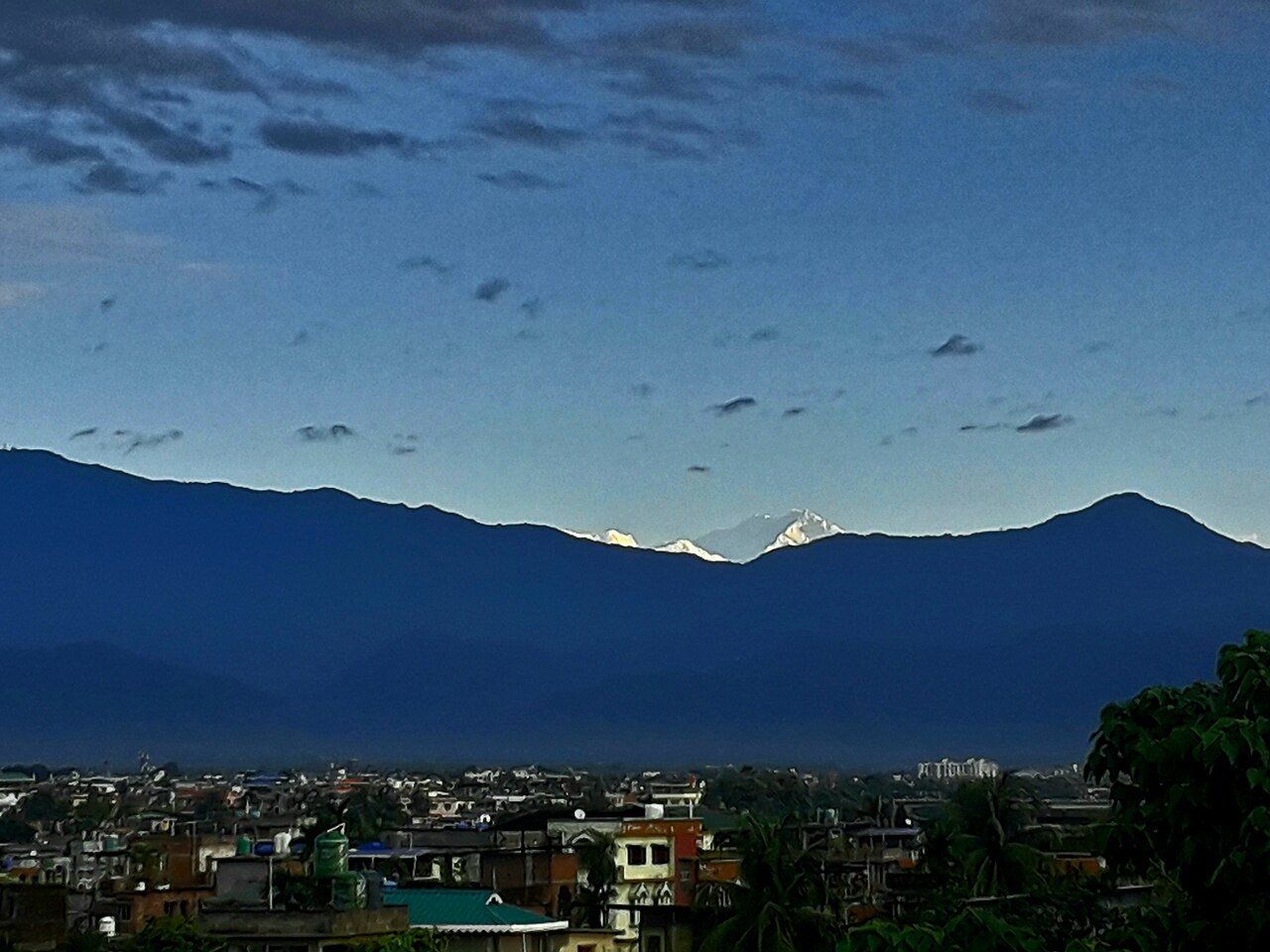 Siliguri rooftops with Kanchenjunga on the horizon